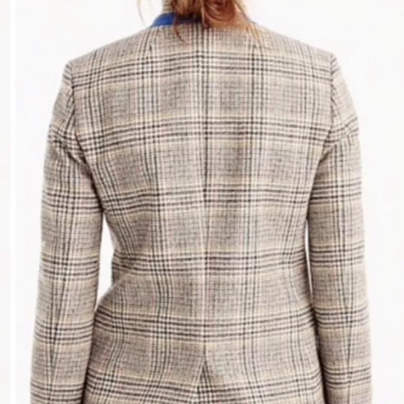 *rare* J. CREW Regent Wool Blazer Natural Plaid, Velvet Ribbon & Cobalt Pop — 6 - Picture 3 of 16